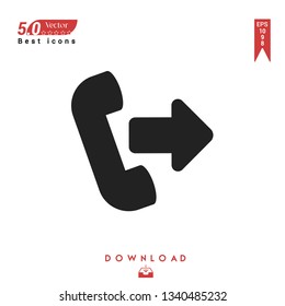 black outgoing-call icon vector isolated on white background. Graphic design, material design, 2019 year best selling icons, mobile application, UI / UX design, EPS 10 format vector