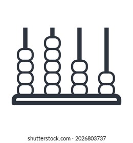 Black outline abacus
vector icon. Fully editable education and knowledge stroke  symbol  isolated on white transparent background.