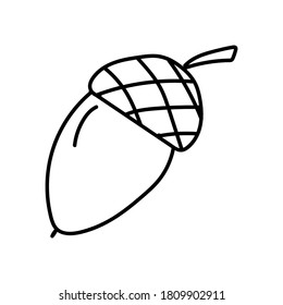 Black outline of an acorn on a white background. EPS 10