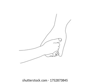 The black outline of Adult Hand is holding child hand. Bonding, encouragement, supporting, family, holiday (father day, mother day) concept,