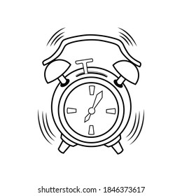 black outline alarm clock ringing and expression