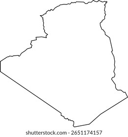 Black Outline Algeria Map African Country