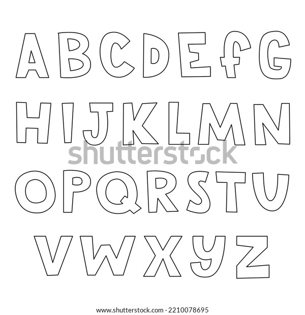 Black Outline Alphabet On White Background Stock Vector (Royalty Free