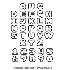 Black Outline Alphabet Set On White Stock Vector (Royalty Free ...