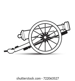 black outline antique cannon-vector drawing