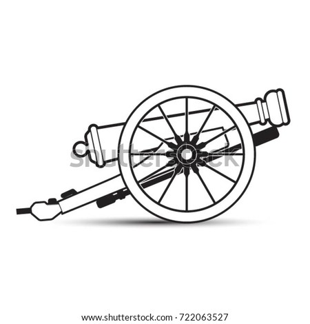 black outline antique cannon-vector drawing