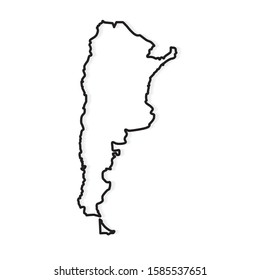 black outline of Argentina map- vector illustration