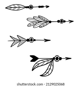 Black outline arrows set. Vector design elements on white background.