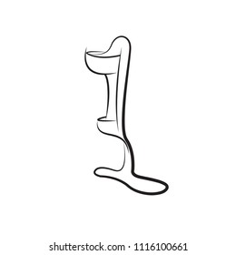 black outline artificial leg isolated on white back ground