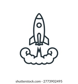 Black Outline Astronaut Floating in Space with Earth Below