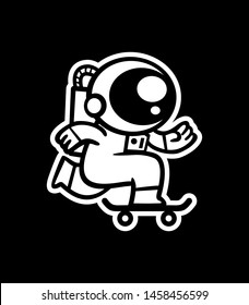 Black outline astronaut skate sticker. 