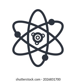 Black outline atom symbol. education and knowledge vector icon. Fully editable stroke isolated on white transparent background.