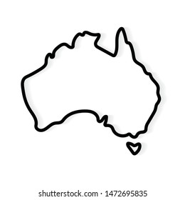 black outline of Australia map- vector illustration