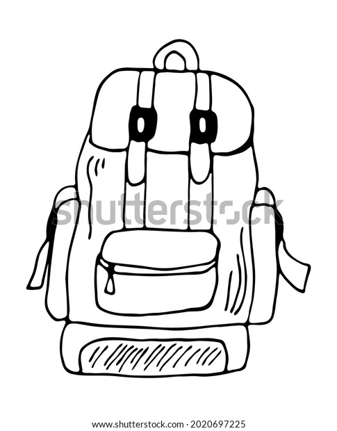 Black Outline Backpack Tourism On White Stock Vector (Royalty Free ...