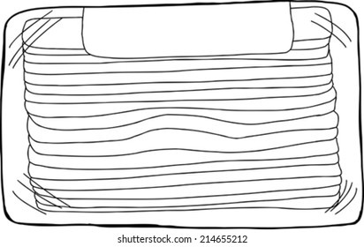 Black outline of bacon strips package on white
