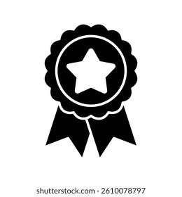 Black outline badge icon for certification award or recognition use