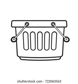 black outline basket with two handles-vector drawing