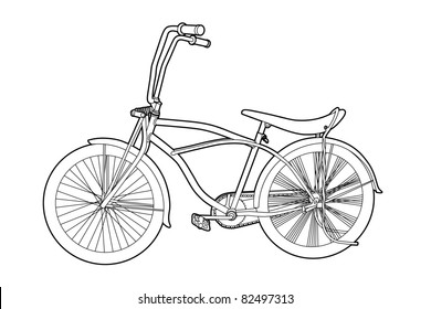 Black Outline Bicycle On White Background