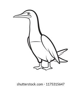 black outline bobo bird isolated on white background vector drawing