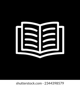 Black outline Book icon vector and black background illustration