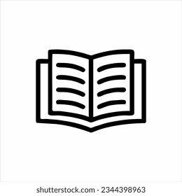 Icono del libro de contorno negro vector e ilustración de fondo blanco