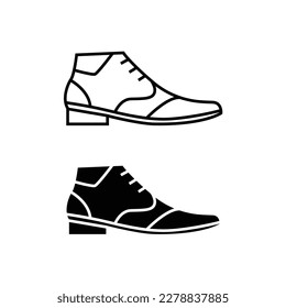 Black outline boy leather shoe icon