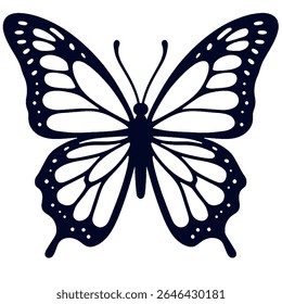 Black Outline Butterfly Design Vector.