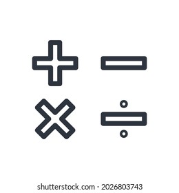 Icono de cálculo de esquema negro, educación y vector de conocimiento. Acto completo editable aislado sobre fondo transparente blanco.