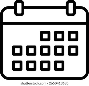 Black Outline Calendar Icon with Date Blocks