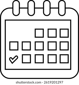 Schwarzer Umrisskalender, Symbol, Vektor zur Verwendung im Design