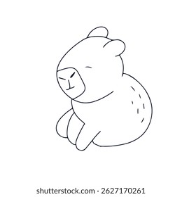 Desenho animado em preto com capibaras contorno