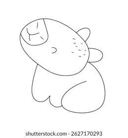 Desenho animado em preto com capibaras contorno
