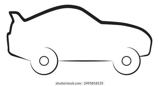 Black outline car side view logo icon vector illustration 