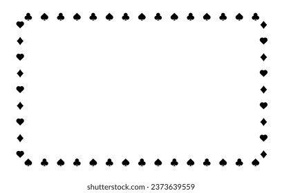 Black outline card suits. Game of gambling luck in poker and successful game in casino with blackjack and vector bets