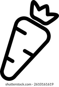 Black Outline Carrot Icon on White Background