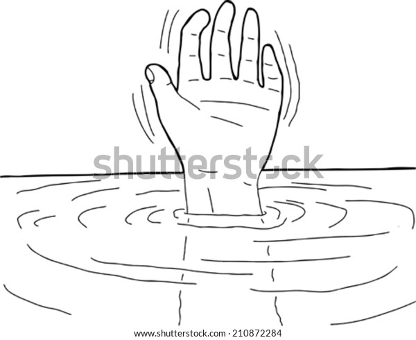 Black Outline Cartoon Hand Waving Water Stock Vector (Royalty Free ...