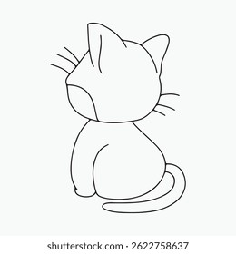 Black outline cat animal cutes 