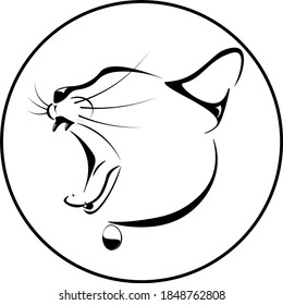 Black outline of a cat in a circle for a logo