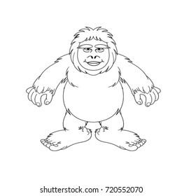 black outline cave man with smile-vector drawing