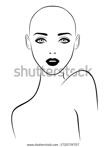 Black Outline Charming Sensual Woman Without Stock Vector (Royalty Free ...