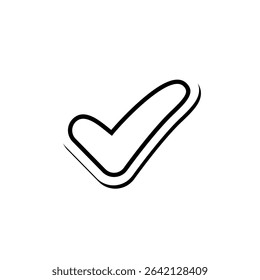 Black Outline Check Mark Icon Illustration