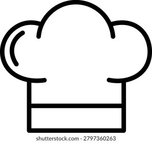 Black outline of a chef's hat on a white background, simple chef hat cook hat toque blanche