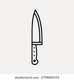 Black outline chef's knife on light background