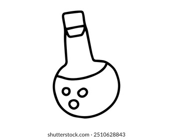 Black outline of a chemical flask on a white background. Science icon, laboratory equipment, minimalist design, chemistry concept.