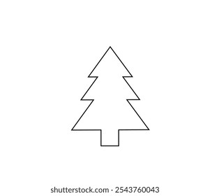 black outline of a Christmas tree on a white background