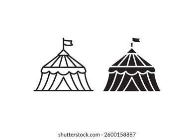Black and Outline Circus Tent Icon Vector