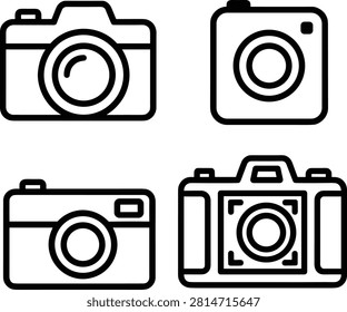 Black outline of classic camera vintage isolated on white background black outline camera vintage cameras