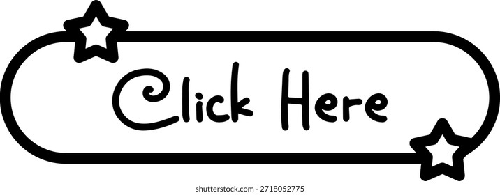 Black outline click here button with star icons