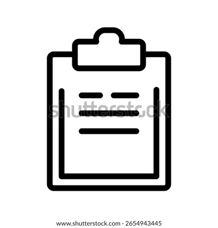 Black outline of a clipboard with lines of text document paper