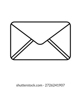 Black outline of a closed envelope on a white background mail letter communication message de